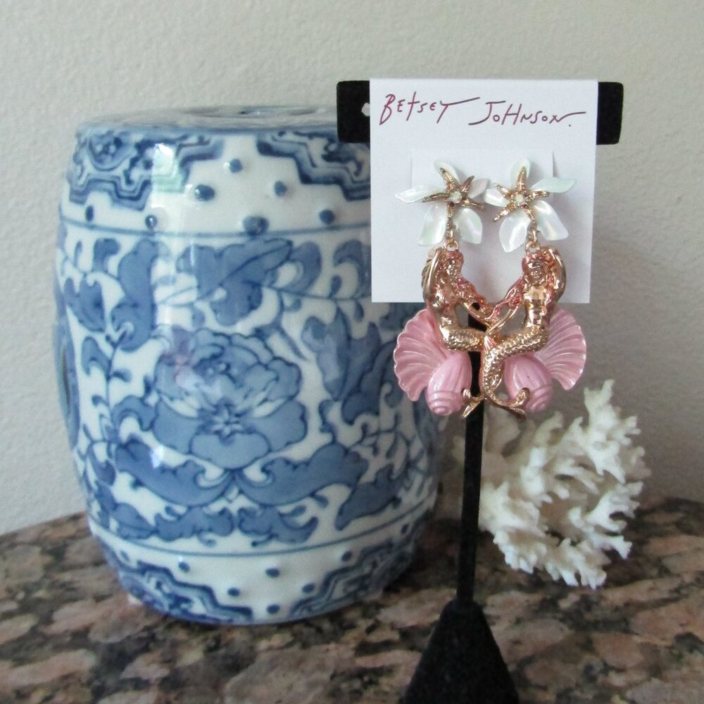 Betsey Johnson Shell yeah Large Mermaid Drop Earrings